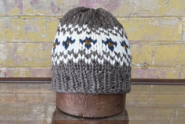 Hand-knitted Nordic-style beanie