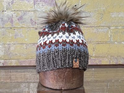 Hand-knitted Nordic-style beanie