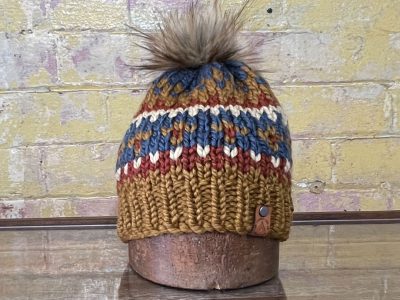 Hand-knitted Nordic-style beanie