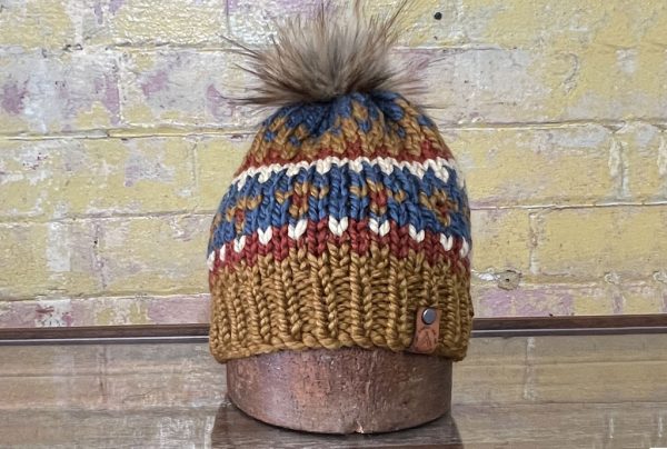 Hand-knitted Nordic-style beanie