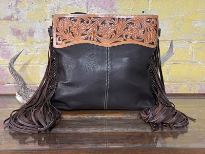 Bohemian Hand Tooled Sling Bag - Dark Brown