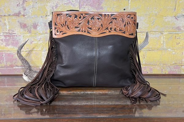 Bohemian Hand Tooled Sling Bag - Dark Brown