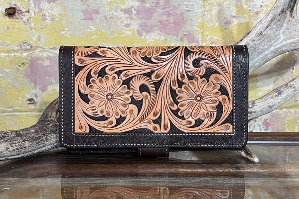 Bohemian Hand Tooled Wallet - Dark Brown