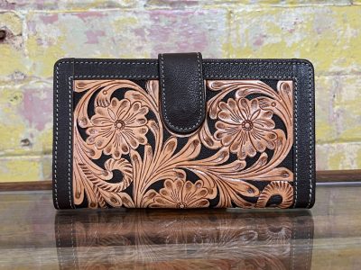 Bohemian Hand Tooled Wallet - Dark Brown