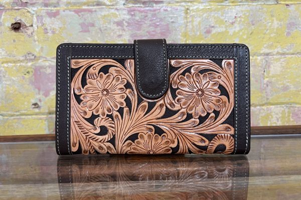 Bohemian Hand Tooled Wallet - Dark Brown